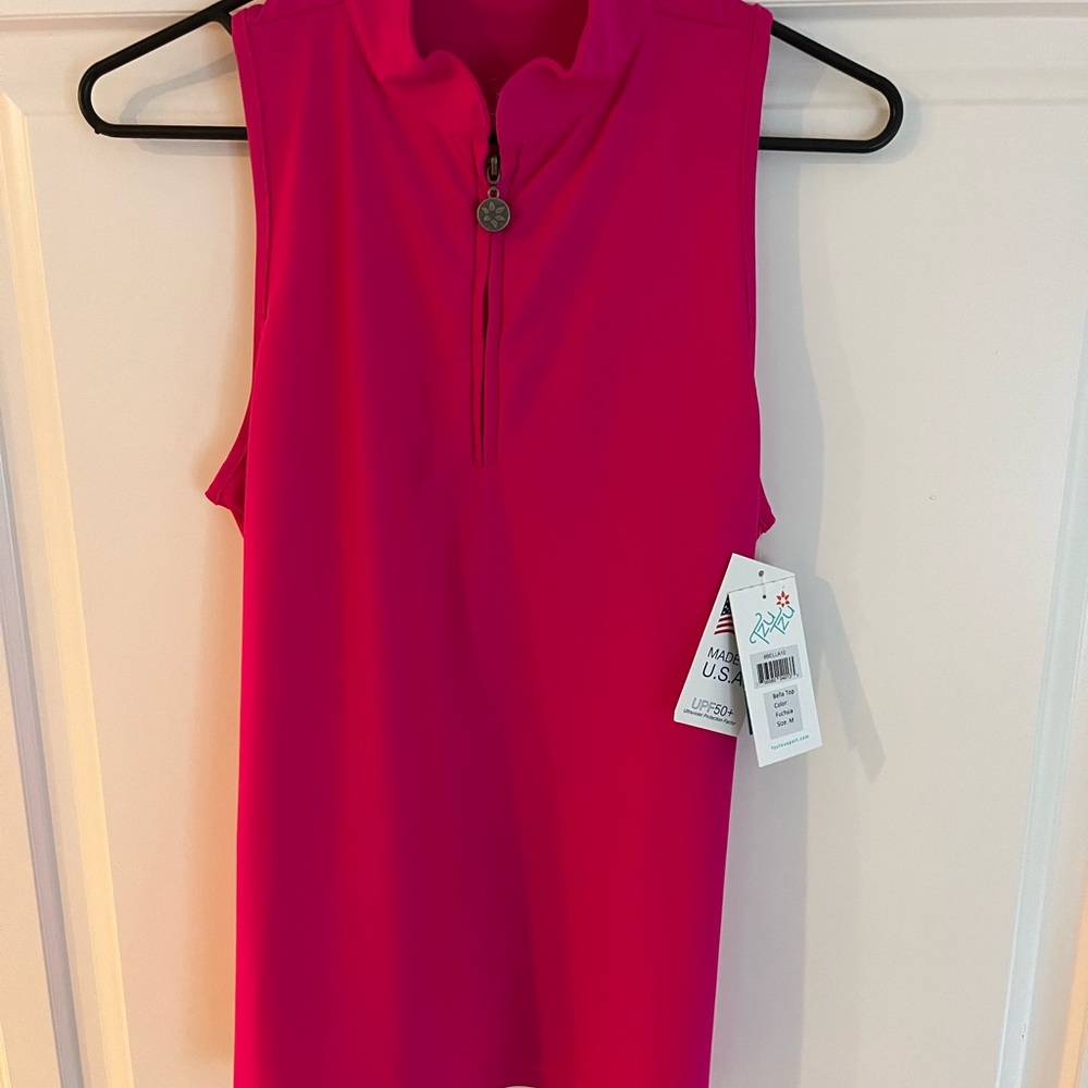 Tzu Tzu Fuchsia Zip-Up Tank Top